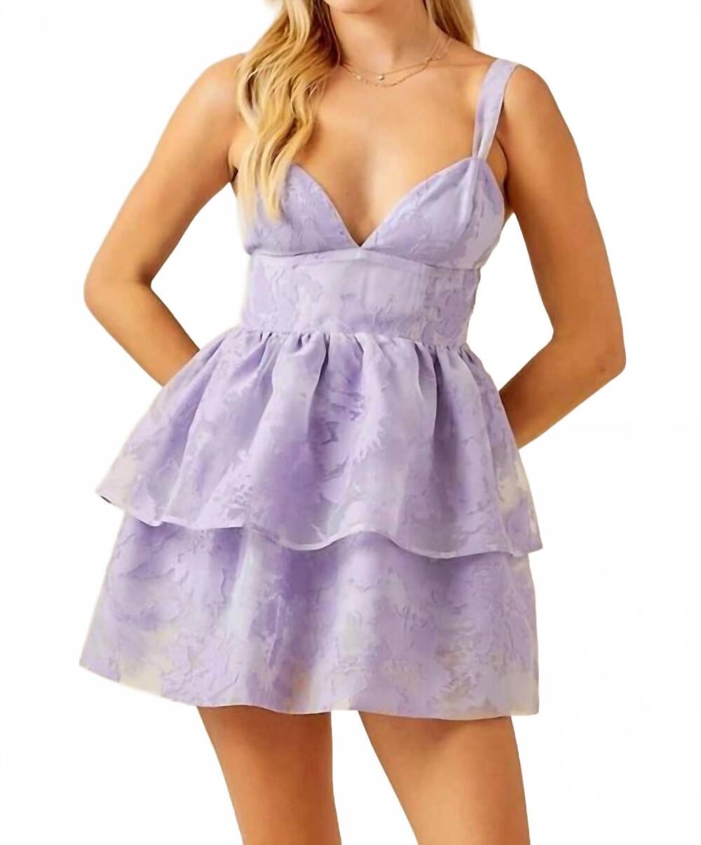 NEW DAY + MOON floral organza tiered romper dress in lavender